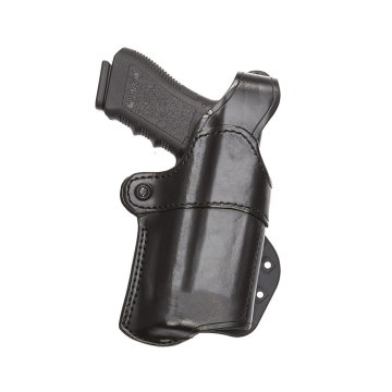 Nightguard Paddle-Holster aus schwarzem Leder für Waffen mit Lampe