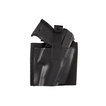 Leder-Knöchelholster für Glock 43X, Schwarz / Hellbraun, glatt