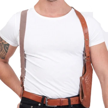 Braunes Basketweave Leder Schulterholster mit Magazintasche