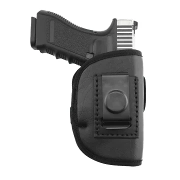 Schwarzes oben offenes Eco-Lederholster für vier Trageweisen