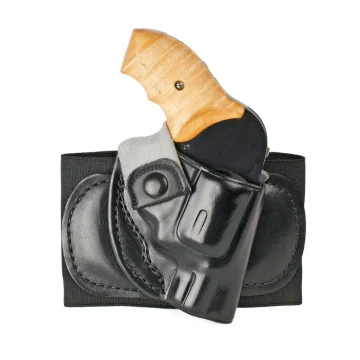 Knöchelholster aus schwarzem Leder mit Wollpolster