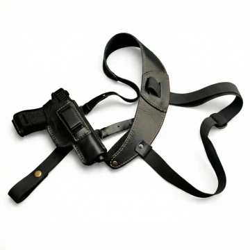 Body Schulterholster aus schwarzem Leder mit Gürtelclip