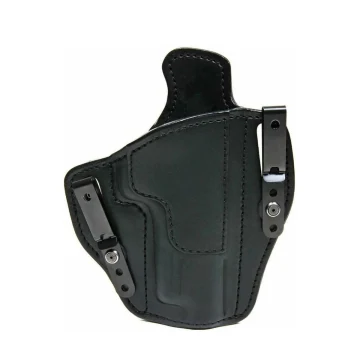 Schwarzes Lederholster für zwei Trageweisen