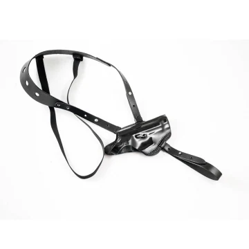 Horizontales Schulterholster aus schwarzem Leder
