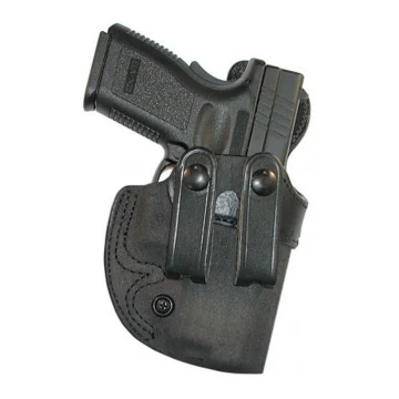 Schwarzes IWB-Lederholster mit zwei Gürtelriemen
