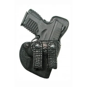Schwarzes IWB-Lederholster mit zwei Druckknopf-Riemen