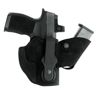 Schwarzes IWB-Lederholster mit Magazintasche