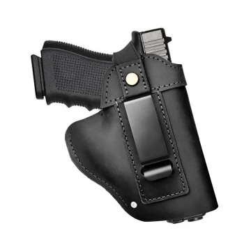 IWB OWB-Holster aus schwarzem Leder mit Metal Clip
