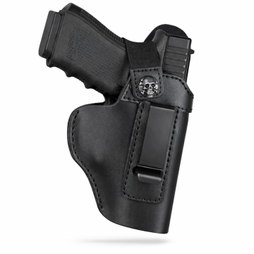 Schwarzes IWB-Lederholster mit Sicherungsriemen