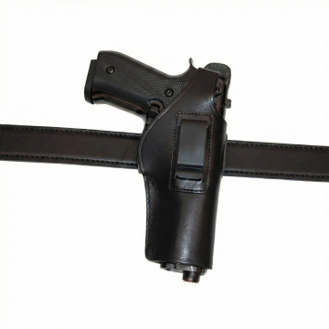 IWB OWB Hybrid Clip Holster aus schwarzem Leder
