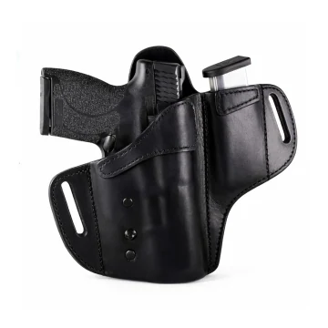 Locking OWB-Holster aus schwarzem Leder mit Magazintasche