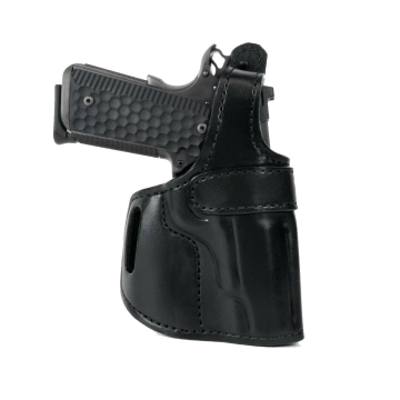 Schwarzes OWB-Lederholster mit Thumb-Break-Sicherung