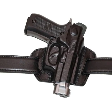 OWB Pancake Gürtelholster aus schwarzem Leder mit Thumb-Break-Sicherung