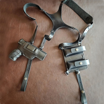 Schulterholster Set aus schwarzem Leder für HK VP9