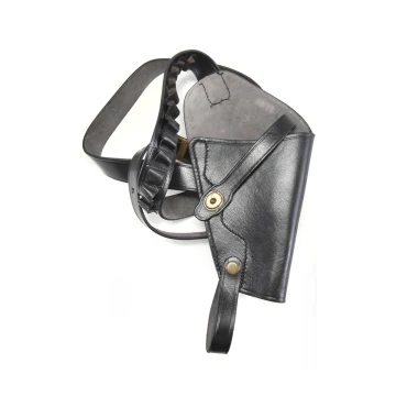 Schulterholster aus schwarzem Leder mit Patronenschlaufen