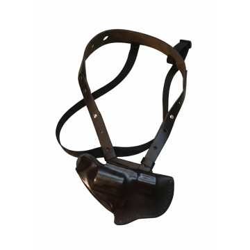 Horizontales Schulterholster aus schwarzem Leder