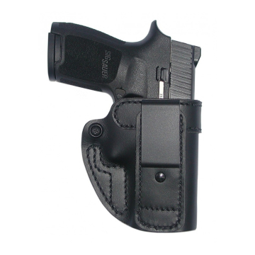 Einsteckbares IWB-Holster aus schwarzem Leder mit Stahlclip