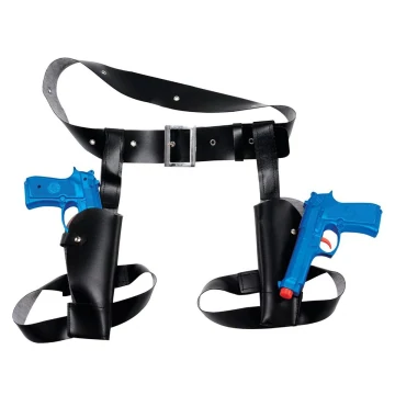 Twin Oberschenkelholster Set aus schwarzem Leder