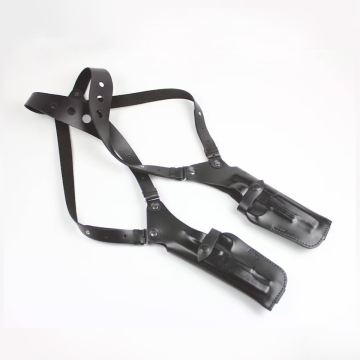 Vertikales Doppel-Schulterholster aus schwarzem Leder