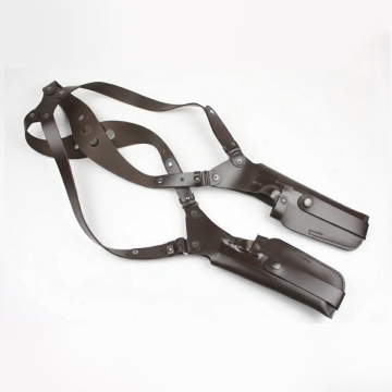 Vertikales Doppel-Schulterholster aus braunem Leder