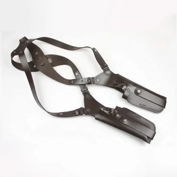 Vertikales Doppel-Schulterholster aus braunem Leder