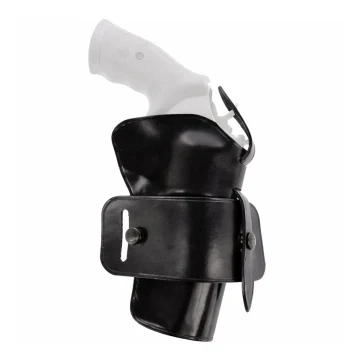 Beidhändiges Wheelgun Gürtelholster aus schwarzem Leder