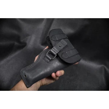 Schwarzes Leder-Klappenholster für den Streifendienst
