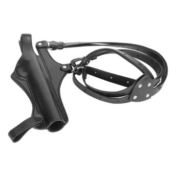 Jagd-Schulterholster aus schwarzem Leder