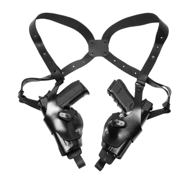 Schwarzes vertikales Roto Doppel-Schulterholster (Thumb-Break-Sicherung)