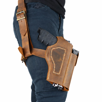 Verstellbares Beinholster aus braunem Leder