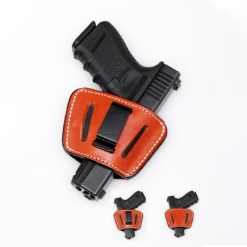 Beidhändiges Gürtelschlaufenholster aus braunem Leder