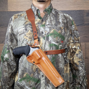 Braunes Leder-Brustholster für grossrahmige Kurzwaffen