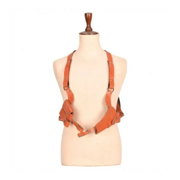 Braunes Leder-Schulterholster-Tragesystem mit zwei Taschen