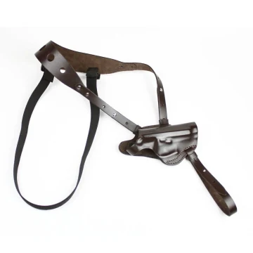 Horizontales Schulterholster aus braunem Leder