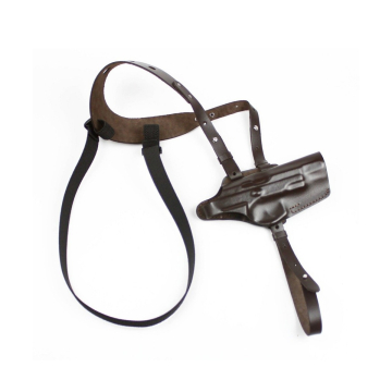 Horizontales Schulterholster aus braunem Leder