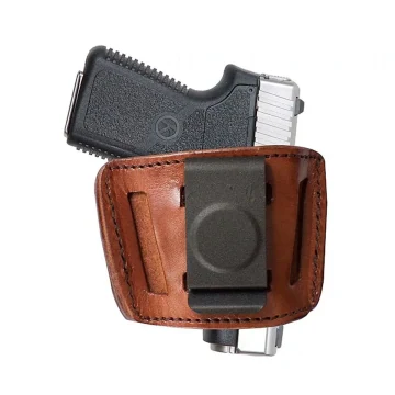 Braunes IWB-Lederholster mit Stahl-Gürtelclip