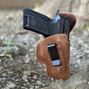 Braunes IWB-Lederholster mit Clip