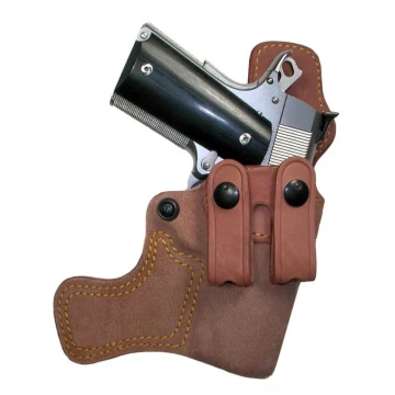 Braunes IWB-Lederholster mit Doppelmagazintasche