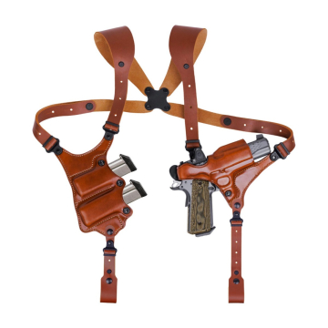 Horizontales Schulterholster System aus braunem Leder