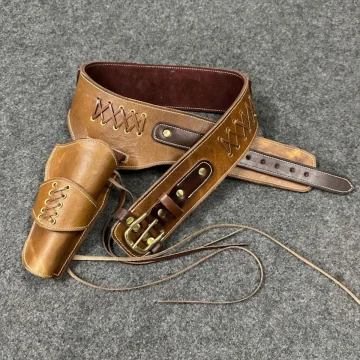 Braunes Cowboy-Stil Leder Revolverholster Patronengürtel