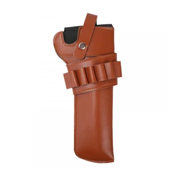 Revolverholster aus braunem Leder mit Patronenschlaufen