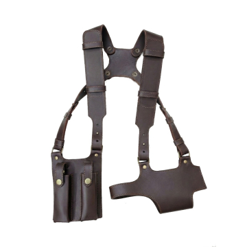 Braunes Leder-Schulterholster mit zwei Taschen