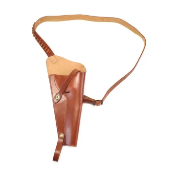 Schulterholster aus braunem Leder mit Patronenschlaufen