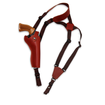 Vertikales Revolver Schulterholster aus braunem Leder