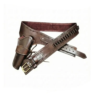 Cowboy-Stil Waffengürtel aus braunem Leder mit Holster & Patronenschlaufen