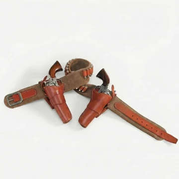 Braunes Suede Cowboy-Stil Doppelholster Patronengürtel