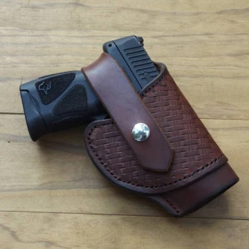 Braunes Tooled Leder Thumb-Break-Sicherung Holster
