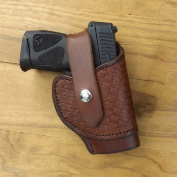Braunes Tooled Leder Thumb-Break-Sicherung Holster