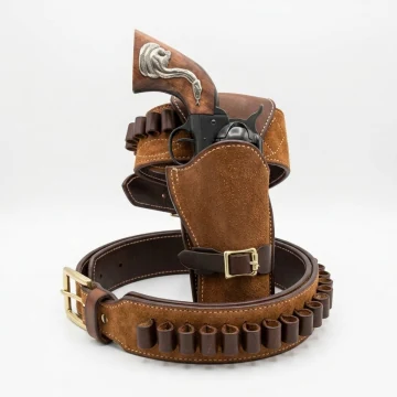 Braunes Cowboy-Stil Leder Revolverholster Gürtel mit Patronenschlaufen
