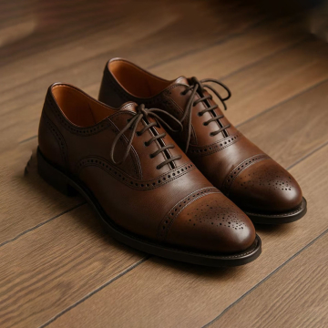 Handgefertigte braune Leder-Oxford-Schuhe